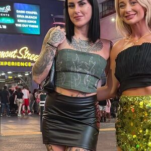 Glam Heat Rhinestone Flame Denim Corset Top